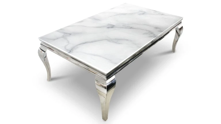Table basse Nansouty Argent marbre blanc