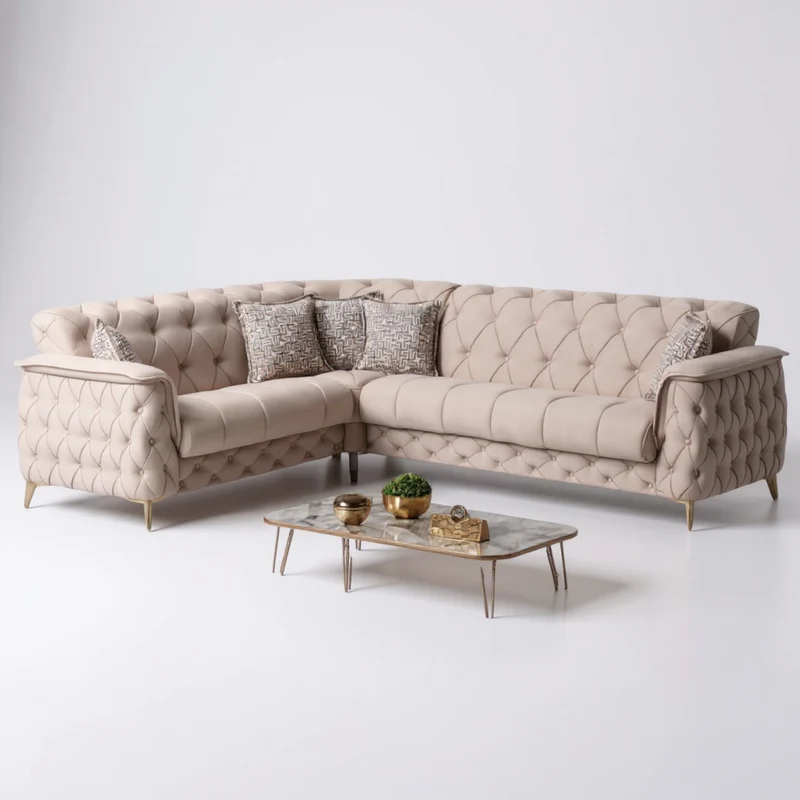 Canapé d'Angle Convertible Cubay Velours Beige