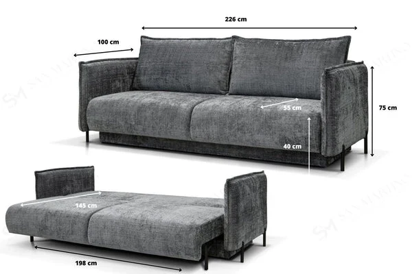 Canapé Convertible Azalfi Tweed Gris