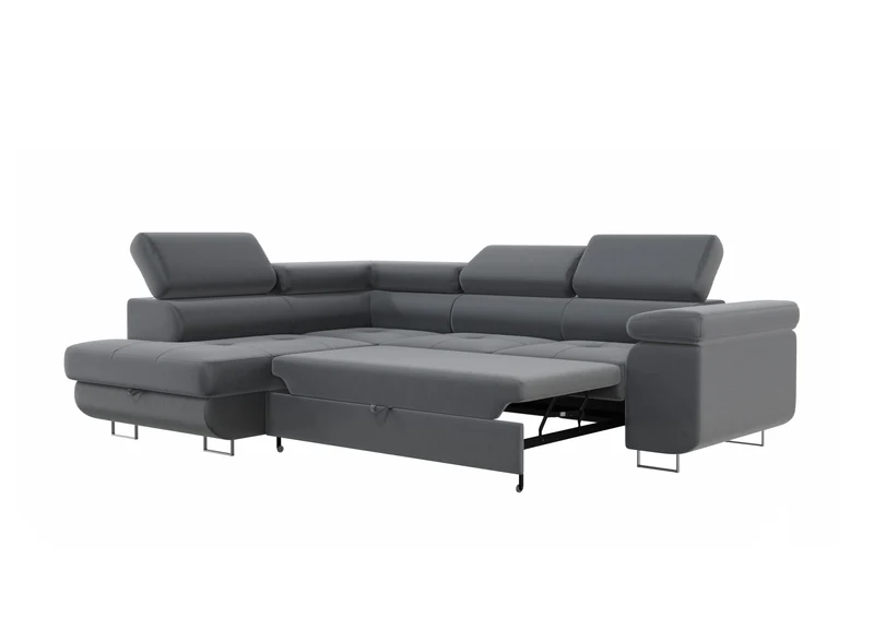 Canapé d'Angle Convertible Tona Velours Gris