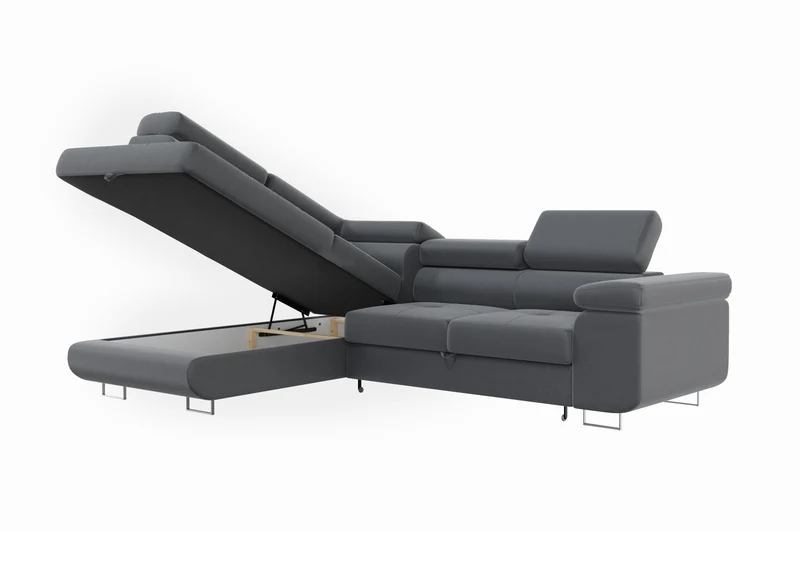 Canapé d'Angle Convertible Tona Velours Gris