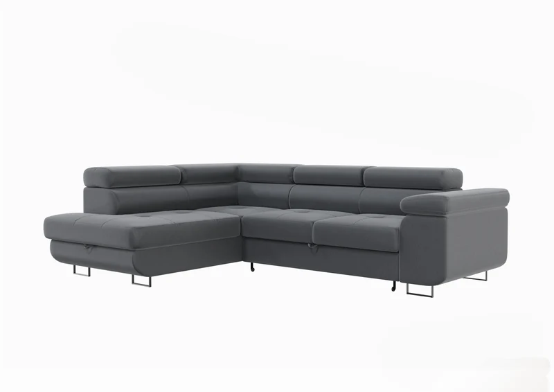 Canapé d'Angle Convertible Tona Velours Gris