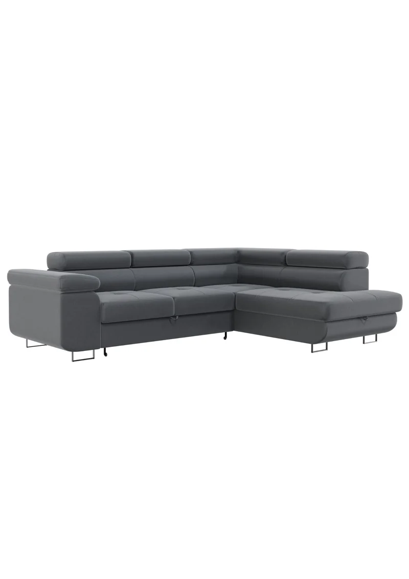 Canapé d'Angle Convertible Tona Velours Gris