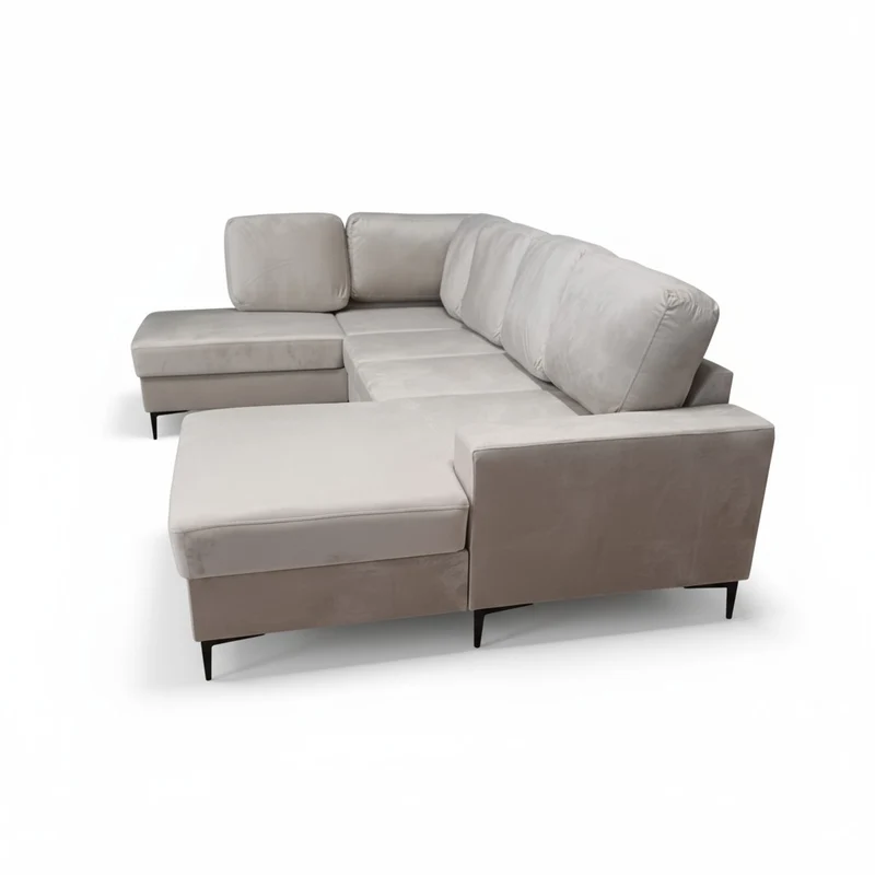 Canapé Panoramique Convertible Vianna Velours Beige