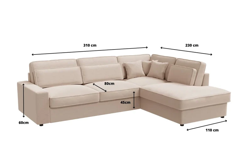 Canapé d'Angle Lexas Velours Beige