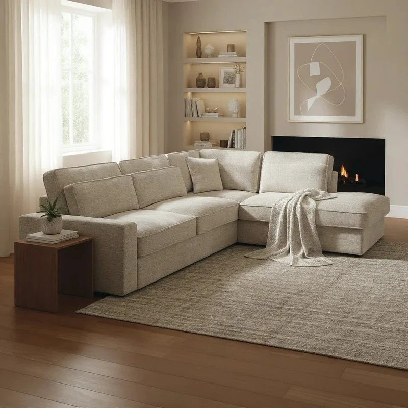 Canapé d'Angle Lexas Tweed Beige