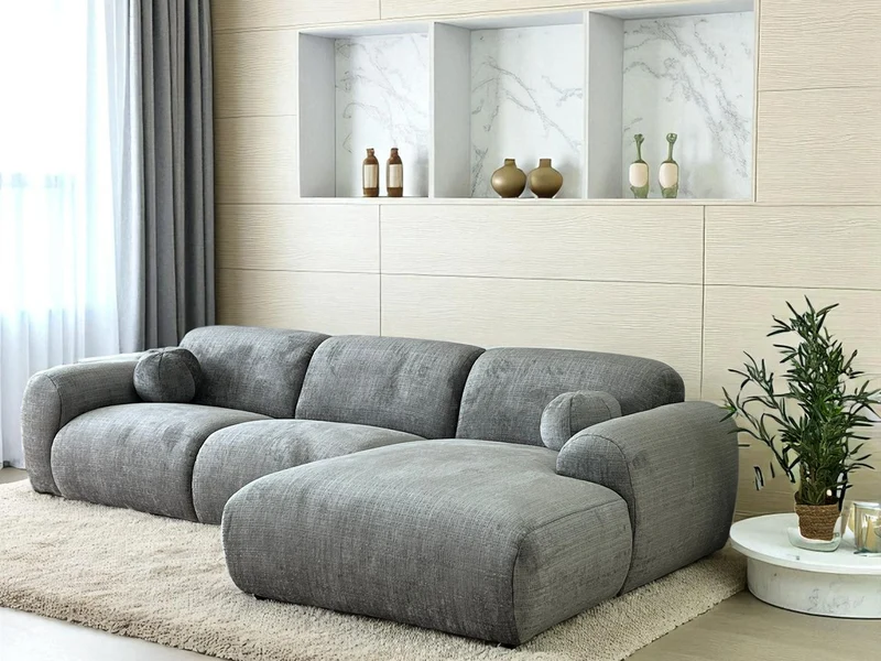 Canapé d'Angle Cloudy Tweed Gris