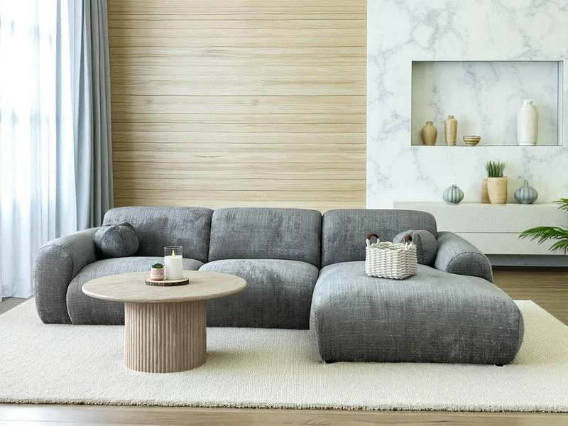 Canapé d'Angle Cloudy Tweed Gris