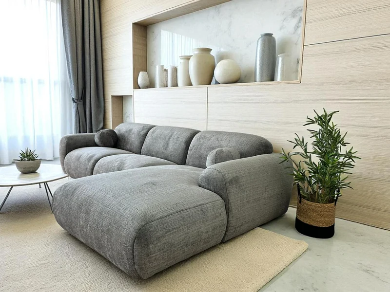 Canapé d'Angle Cloudy Tweed Gris
