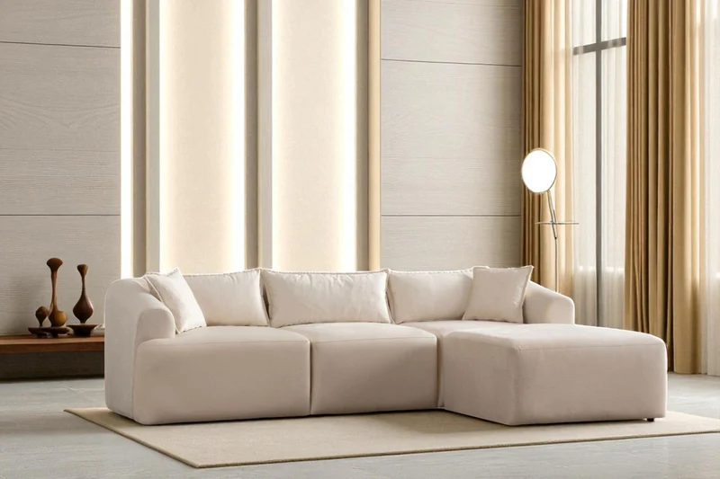 Canapé Modulable Mila Velours Blanc Cassé