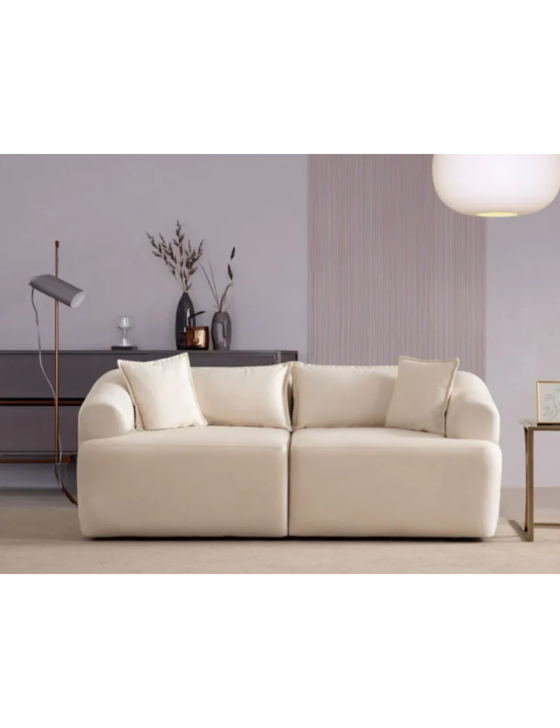 Canapé Modulable Mila Velours Blanc Cassé