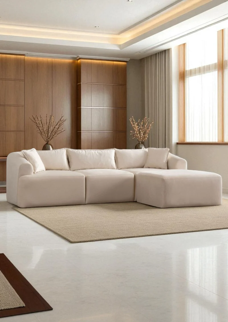 Canapé Modulable Mila Velours Blanc Cassé