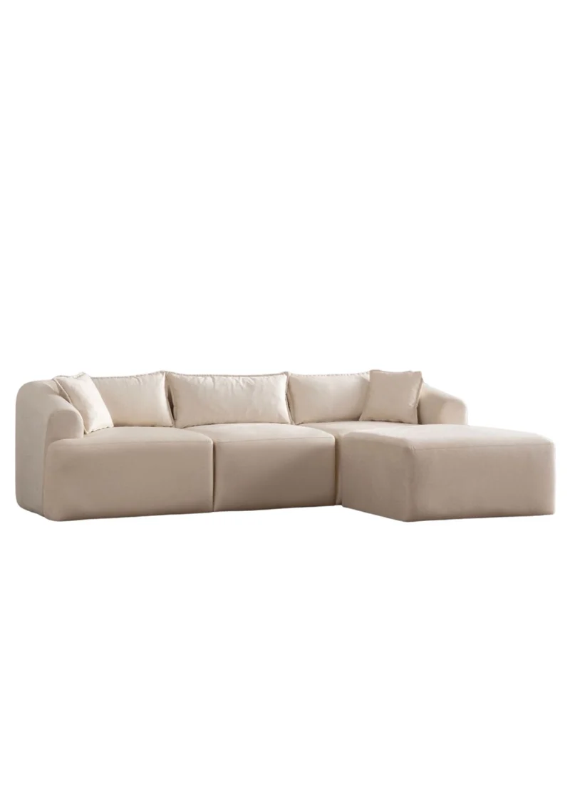 Canapé Modulable Mila Velours Blanc Cassé