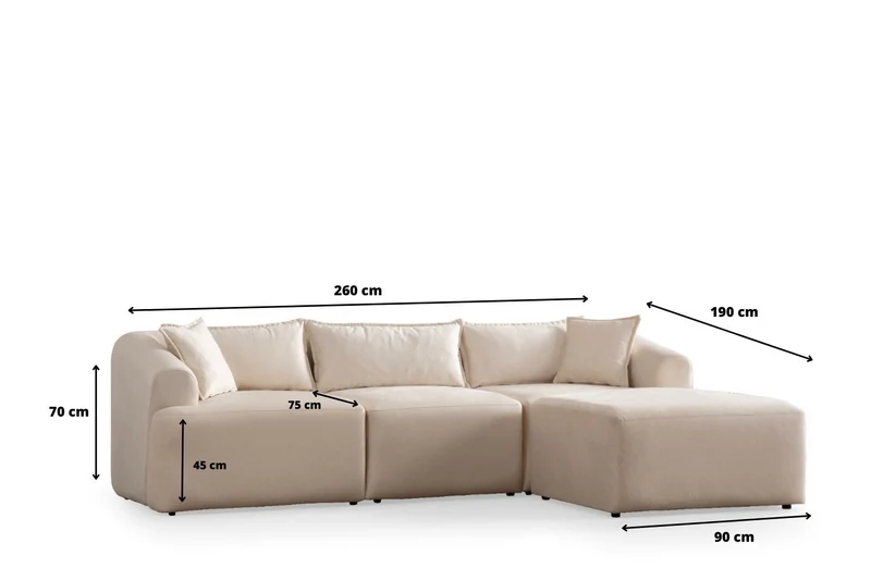 Canapé Modulable Mila Velours Blanc Cassé