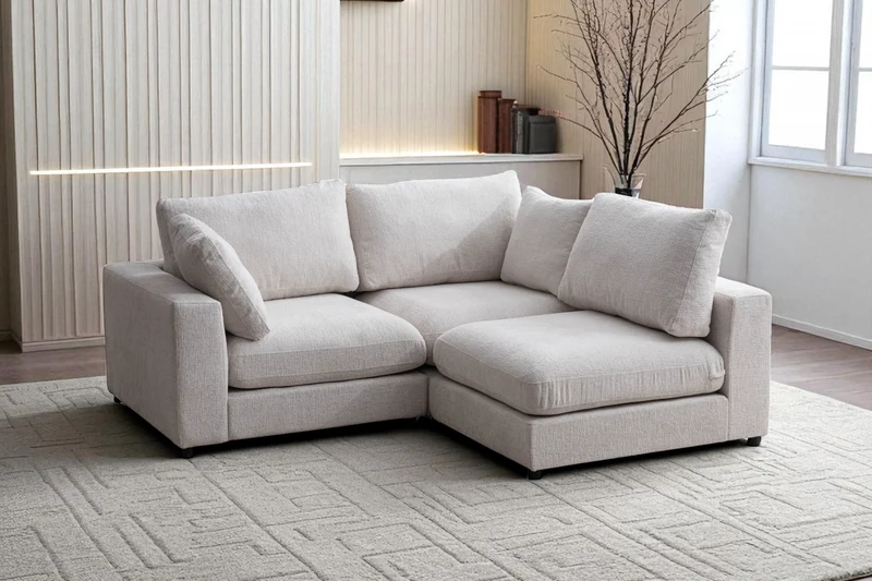 Canapé Modulable Julia Chenille 3+1 Pouf