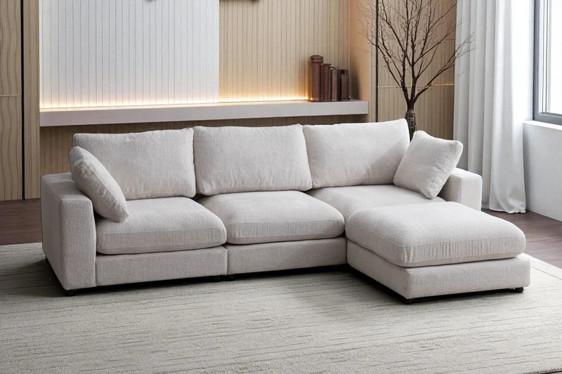 Canapé Modulable Julia Chenille 3+1 Pouf
