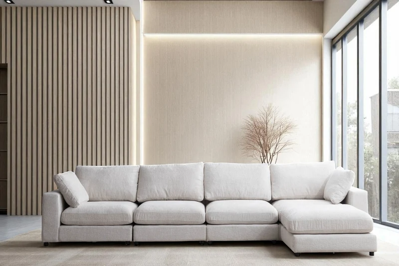 Canapé Modulable Julia Chenille 4+1 Pouf