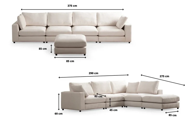 Canapé Modulable Julia Chenille 4+1 Pouf
