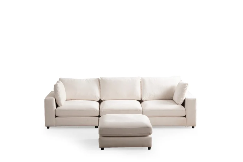 Canapé Modulable Julia Velours 3+1 Pouf