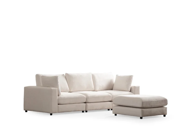 Canapé Modulable Julia Velours 3+1 Pouf