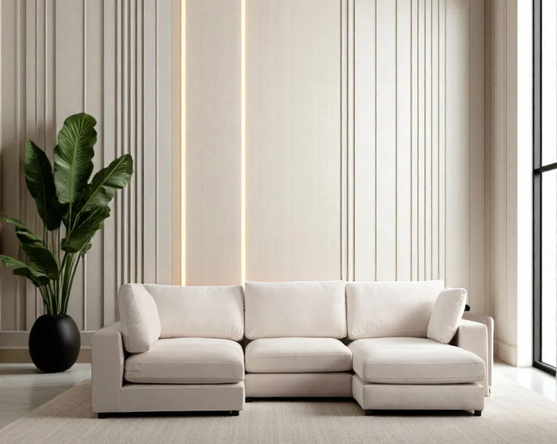 Canapé Modulable Julia Velours 4+1 Pouf