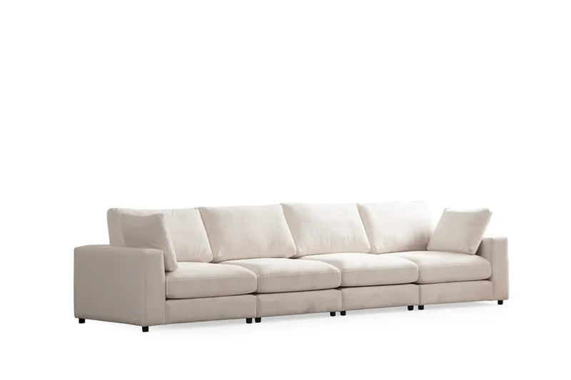 Canapé Modulable Julia Velours 4+1 Pouf