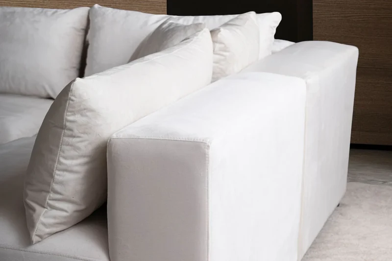 Canapé Modulable Azra Velours Blanc Cassé
