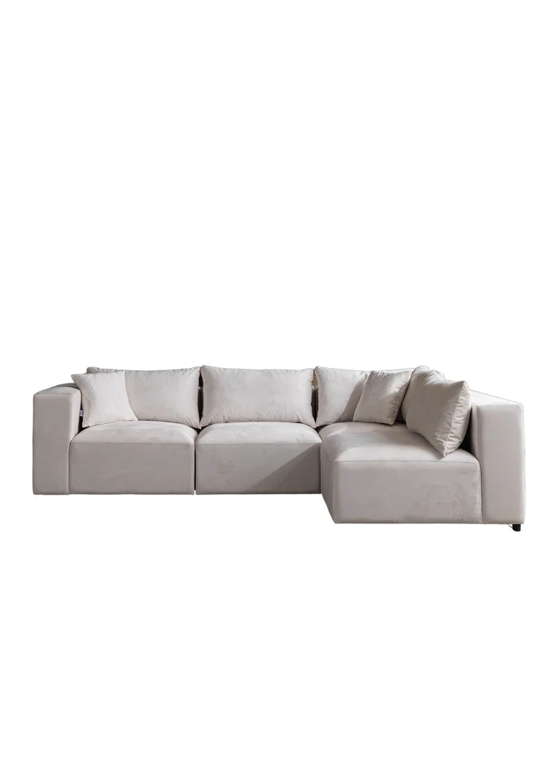 Canapé Modulable Azra Velours Blanc Cassé