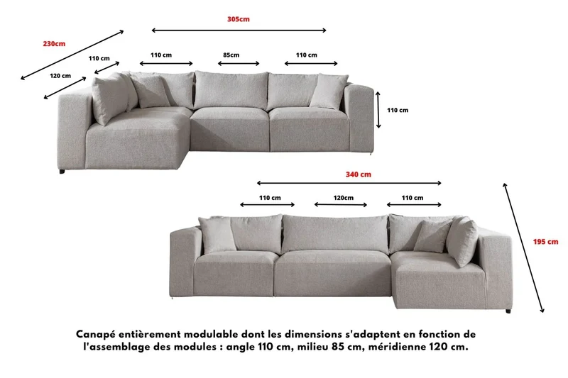 Canapé Modulable Azra Chenille