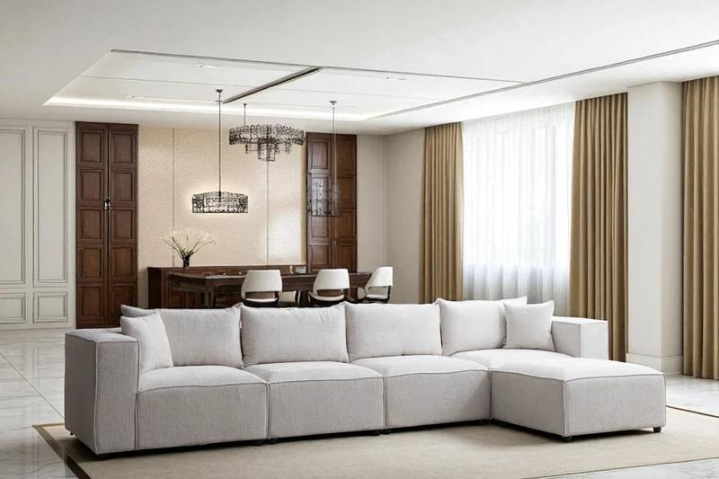 Canapé Modulable Élégance Chenille 4+1 Pouf