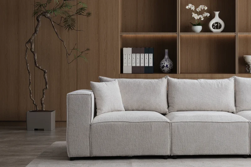 Canapé Modulable Élégance Chenille 4+1 Pouf
