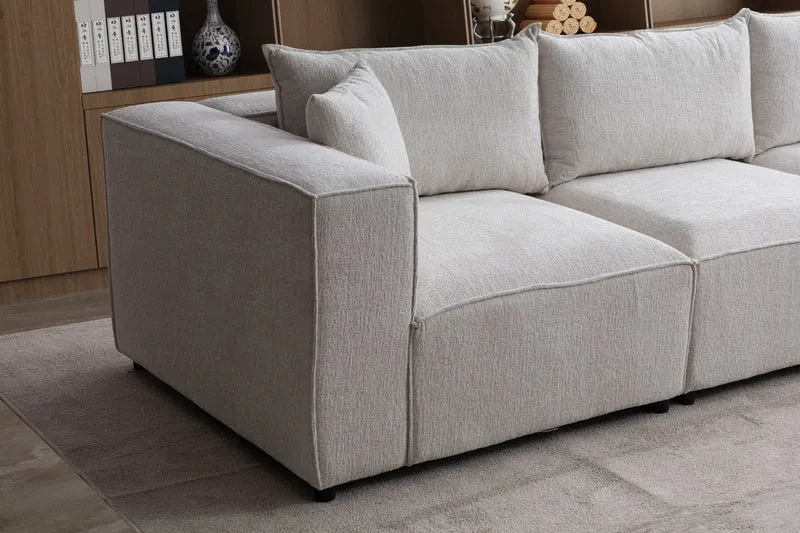 Canapé Modulable Élégance Chenille 4+1 Pouf