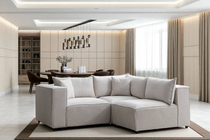 Canapé Modulable Élégance Chenille 3+1 Pouf