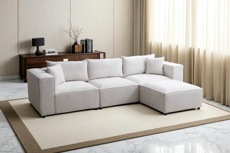 Canapé Modulable Élégance Chenille 3+1 Pouf