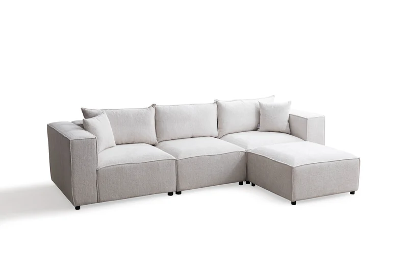 Canapé Modulable Élégance Chenille 3+1 Pouf