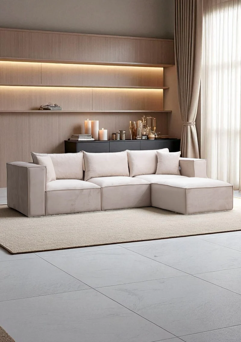 Canapé Modulable Élégance Velours 3+1 Pouf