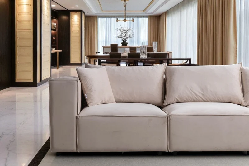 Canapé Modulable Élégance Velours 4+1 Pouf