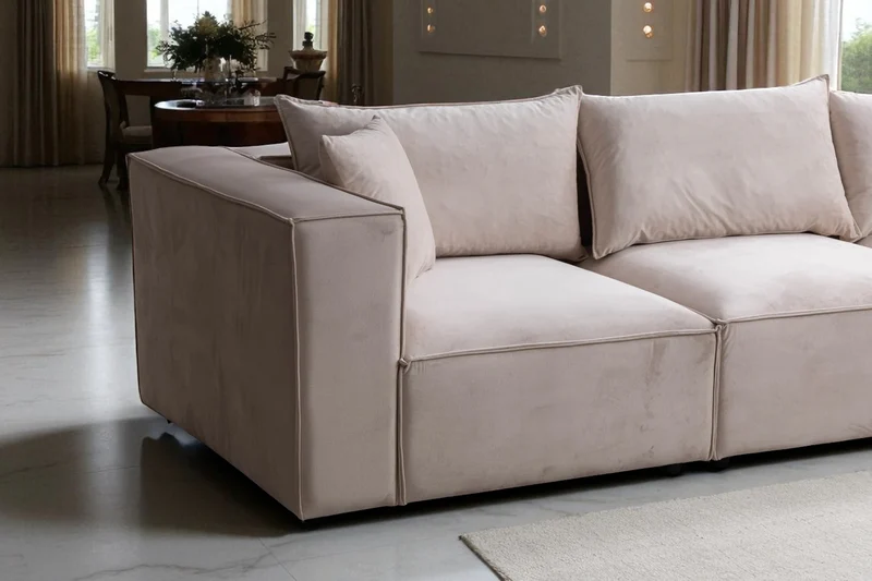 Canapé Modulable Élégance Velours 4+1 Pouf