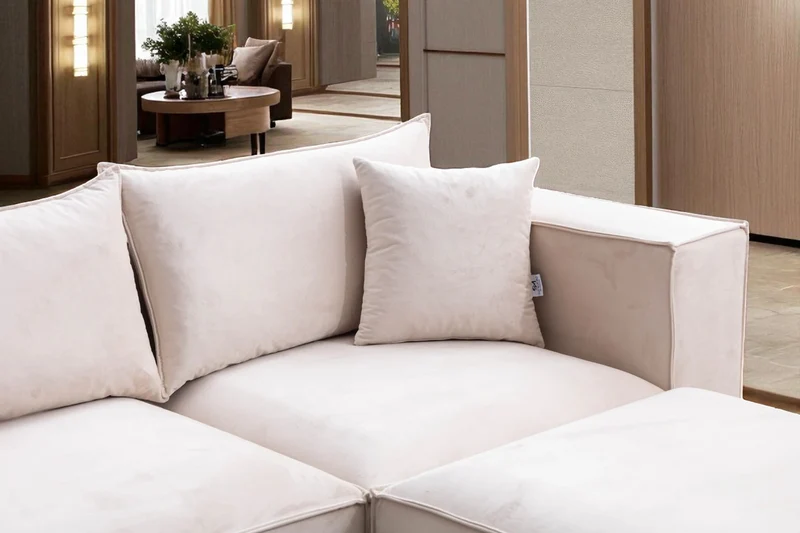 Canapé Modulable Élégance Velours 3+1 Pouf
