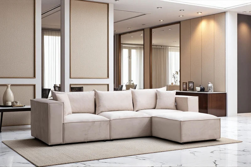 Canapé Modulable Élégance Velours 3+1 Pouf