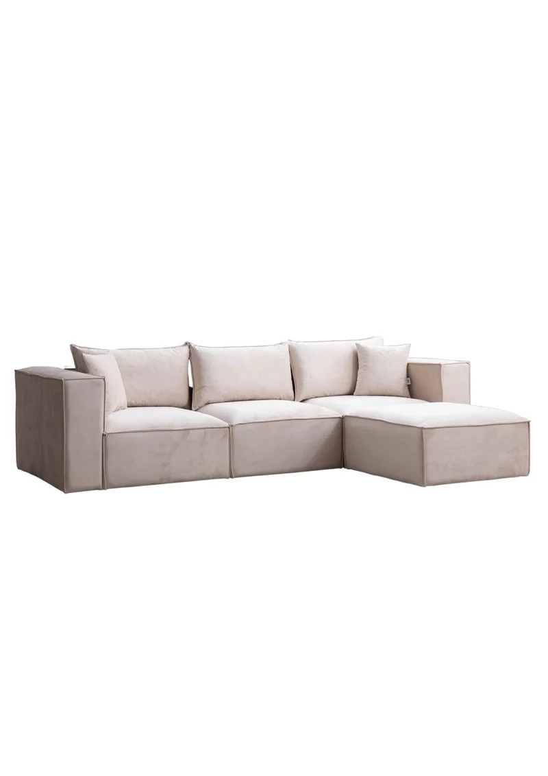 Canapé Modulable Élégance Velours 3+1 Pouf