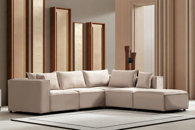 Canapé Modulable Élégance Velours 4+1 Pouf