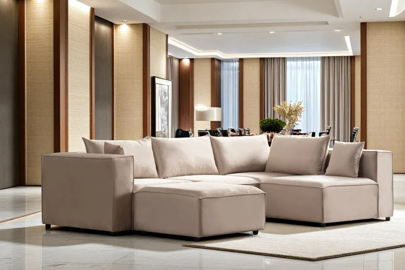 Canapé Modulable Élégance Velours 4+1 Pouf