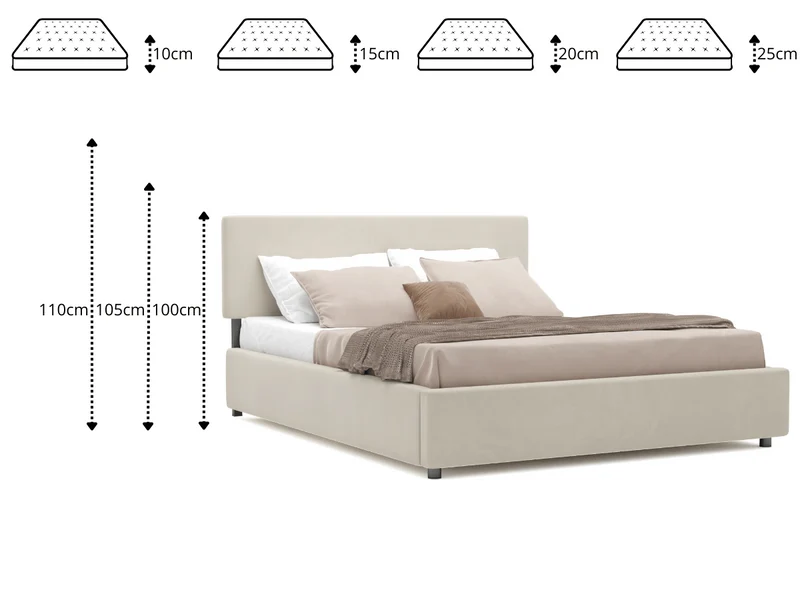 Lit coffre avec tissu tendance RUBIS