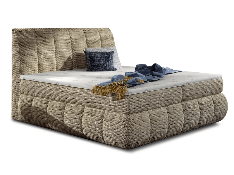 Lit Boxspring Mateo – Lit Complet avec Matelas, Sommier, Coffre de Rangement et Tête de Lit Design