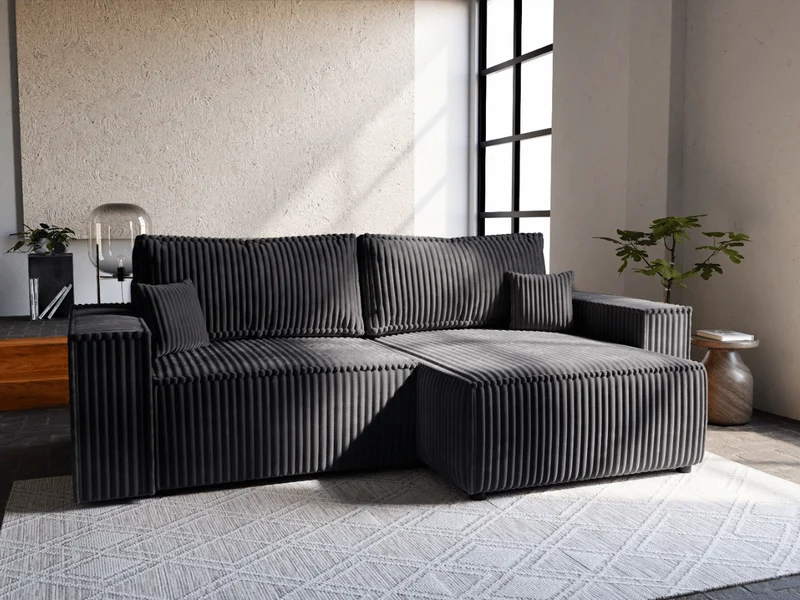 Canapé d'angle convertible velours côtelé doux Rivoli