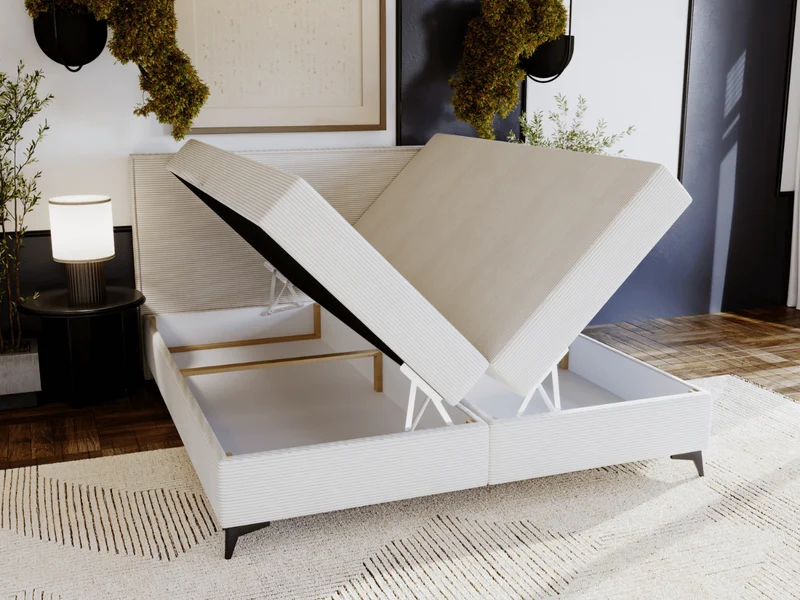 Lit complet lit Boxspring avec sommier matelas et surmatelas - ELSA