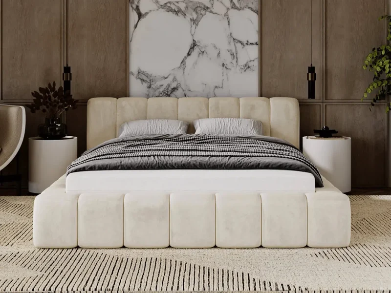 Lit coffre design matelassé - CHLOE