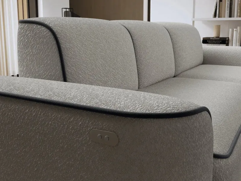 Canapé d'angle convertible électrique tissu boucle LUMIA