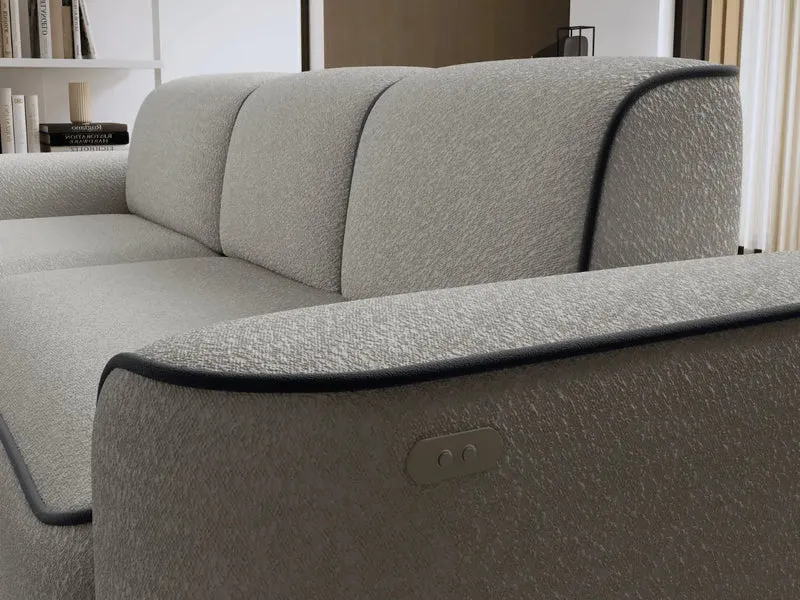 Canapé d'angle convertible électrique tissu boucle LUMIA